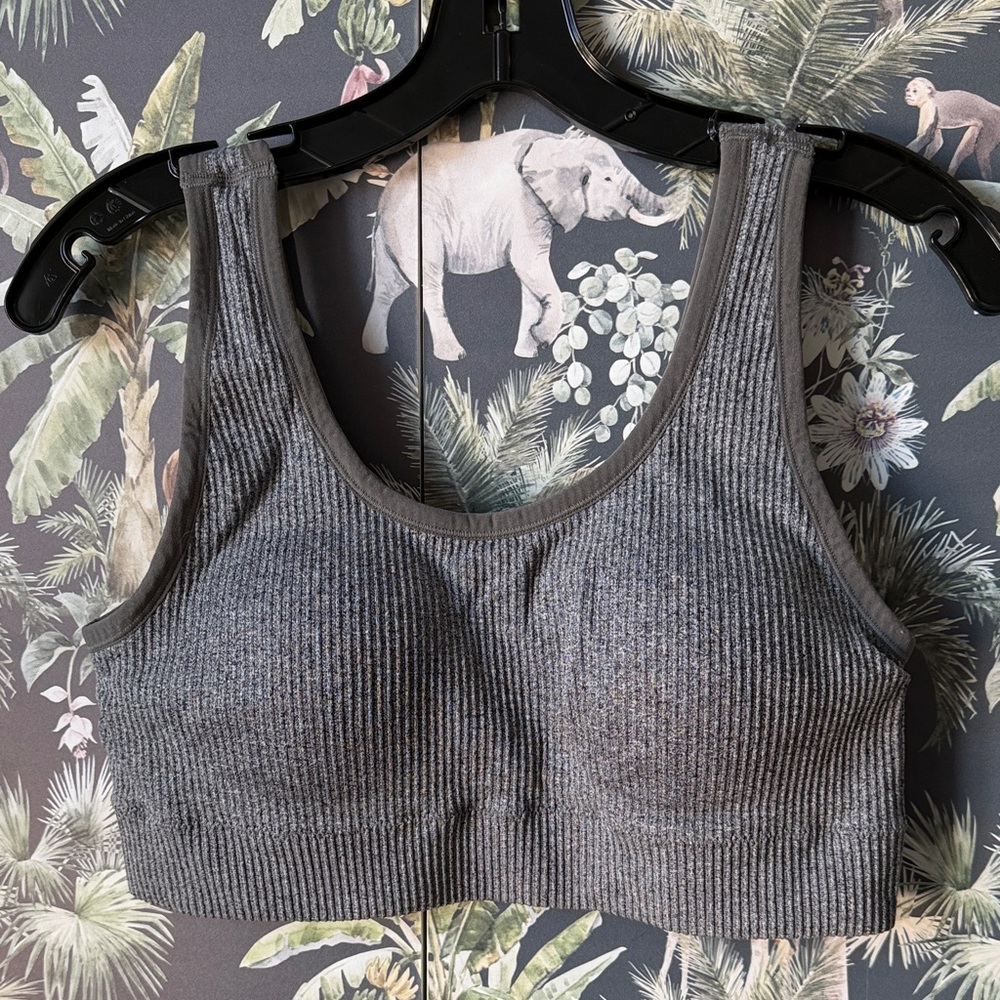 torrid Grey Ribbed Wireless Scoop-Back Bralette